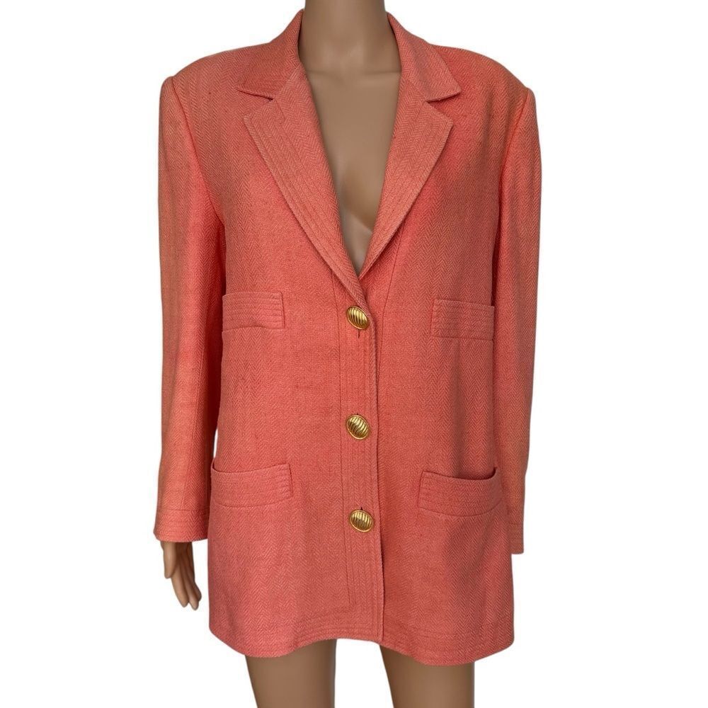 Carlisle Coral Blazer with Gold Buttons
